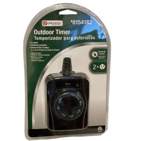 Digital Timer Dusk To Dawn #0154182 - NEW Utilitech Outdoor 2 X Outlet - Picture 1 of 8